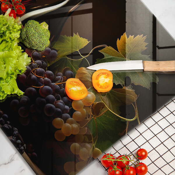 De vidrio templado Copa de vino y uvas