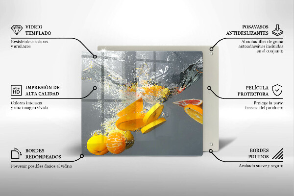 De vidrio templado Limones en agua