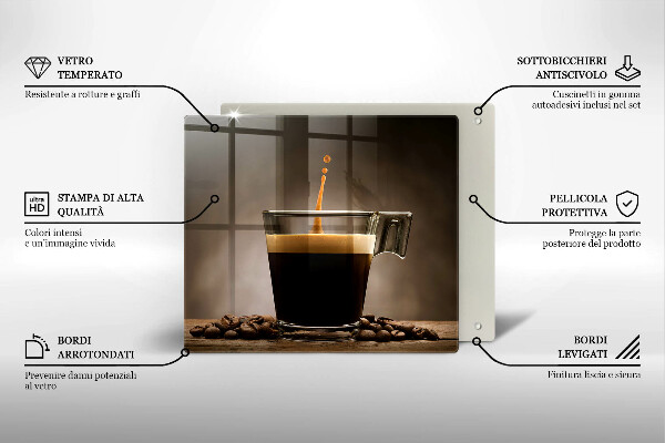 De vidrio templado Vidrio y granos de café