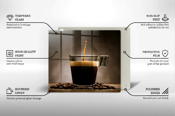 De vidrio templado Vidrio y granos de café