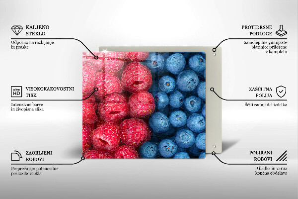 De vidrio templado Frutas de frambuesa y arándanos