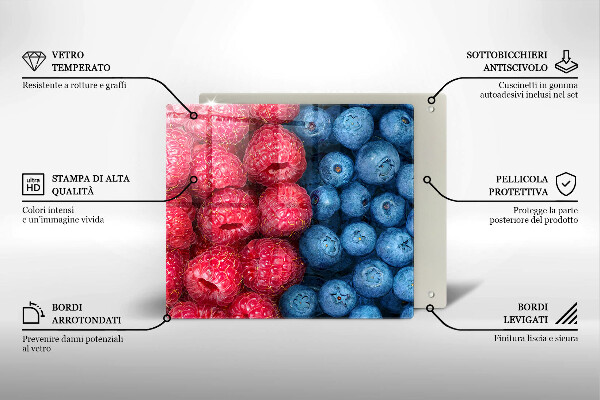 De vidrio templado Frutas de frambuesa y arándanos