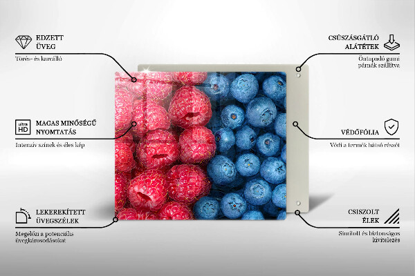 De vidrio templado Frutas de frambuesa y arándanos