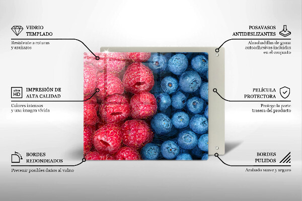 De vidrio templado Frutas de frambuesa y arándanos
