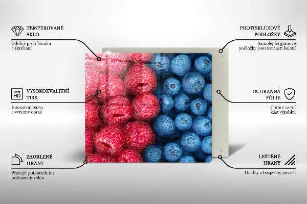 De vidrio templado Frutas de frambuesa y arándanos