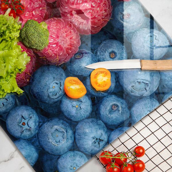 De vidrio templado Frutas de frambuesa y arándanos