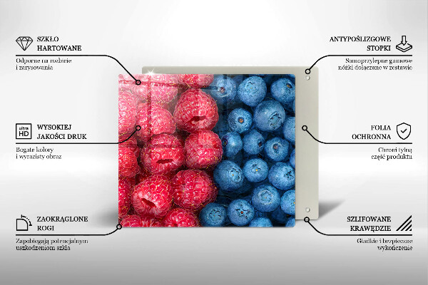 De vidrio templado Frutas de frambuesa y arándanos