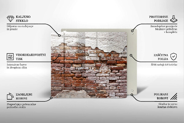 De vidrio templado Viejo muro de ladrillo y hormigón