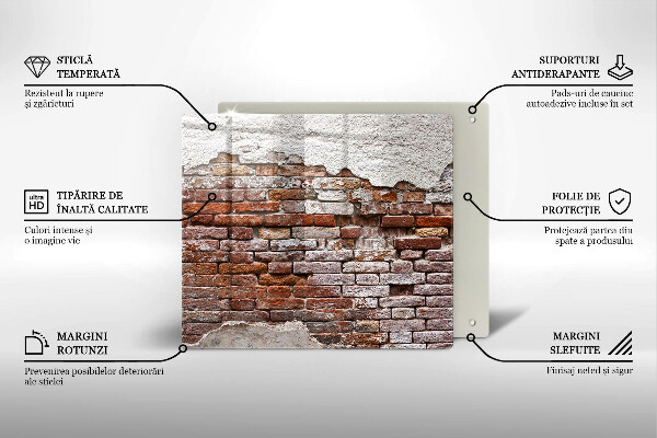 De vidrio templado Viejo muro de ladrillo y hormigón