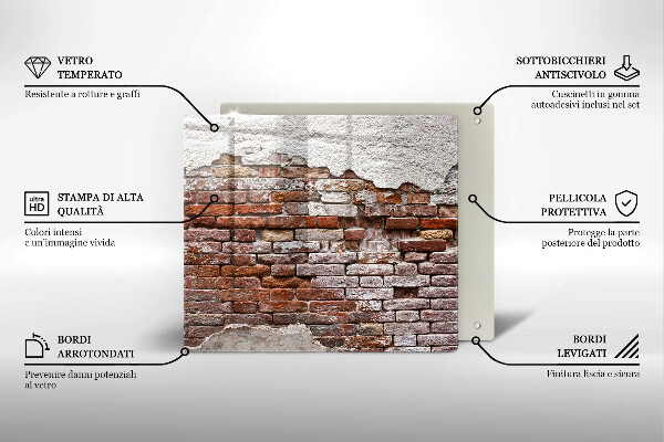 De vidrio templado Viejo muro de ladrillo y hormigón