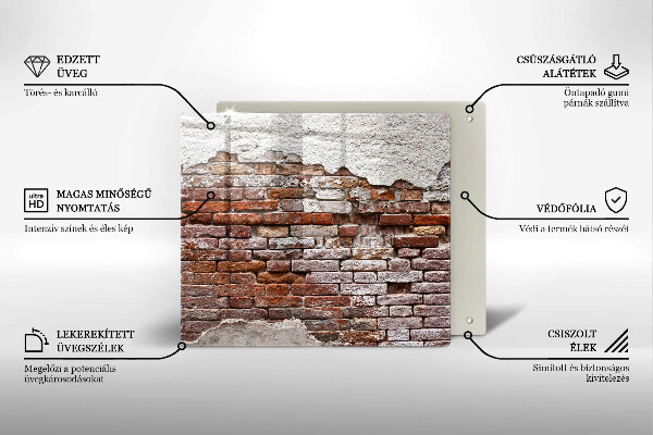De vidrio templado Viejo muro de ladrillo y hormigón