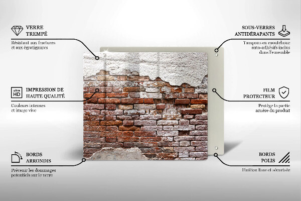 De vidrio templado Viejo muro de ladrillo y hormigón