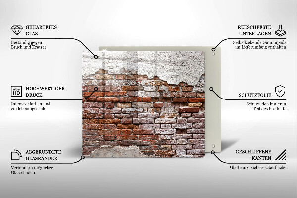 De vidrio templado Viejo muro de ladrillo y hormigón
