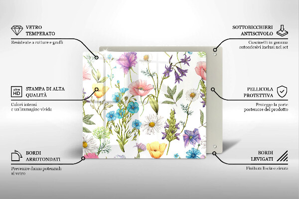 De vidrio templado Ilustración de flores