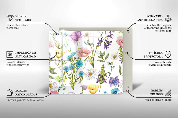 De vidrio templado Ilustración de flores