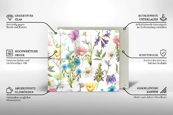 De vidrio templado Ilustración de flores