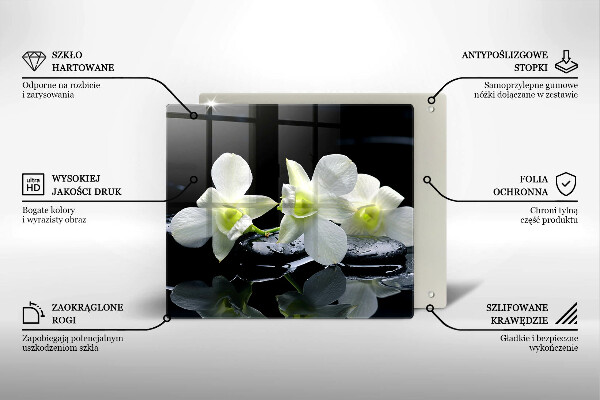 De vidrio templado Flores blancas en agua zen