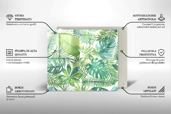 De vidrio templado Hojas boho acuarela