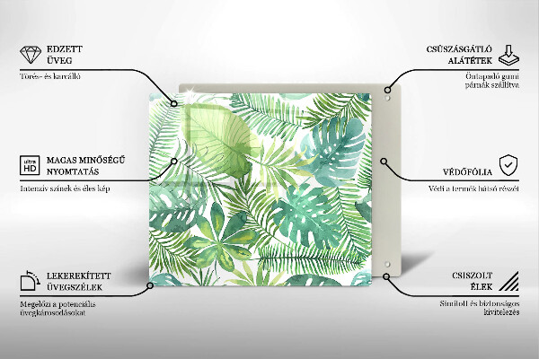 De vidrio templado Hojas boho acuarela