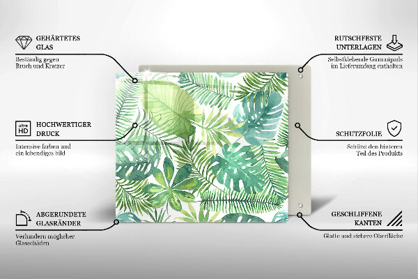 De vidrio templado Hojas boho acuarela