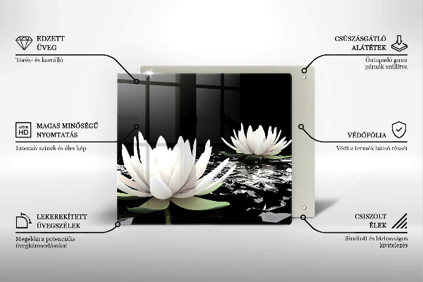 De vidrio templado Lirios blancos en el agua