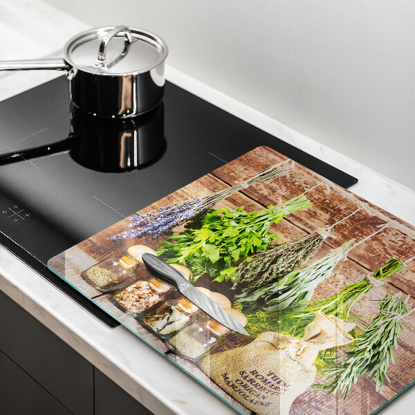 De vidrio templado Hierbas especias y madera