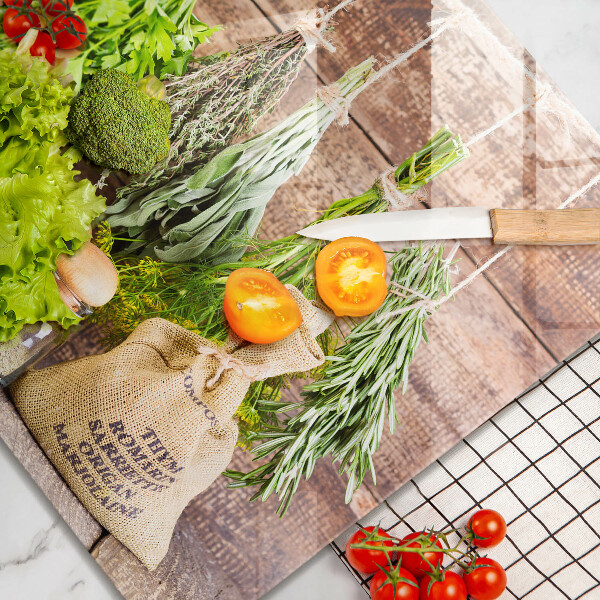 De vidrio templado Hierbas especias y madera