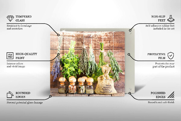 De vidrio templado Hierbas especias y madera