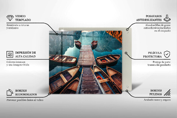 De vidrio templado Barcos en el lago