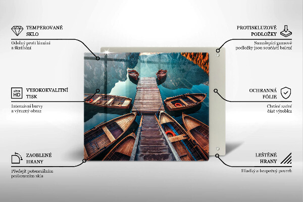 De vidrio templado Barcos en el lago