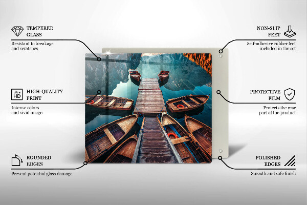 De vidrio templado Barcos en el lago