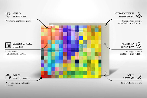 De vidrio templado Cuadrados de píxeles de colores