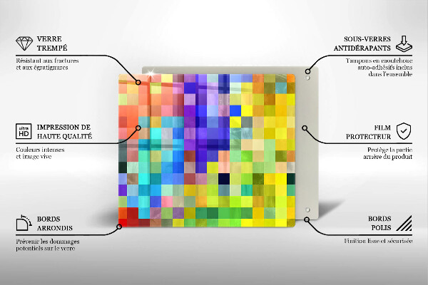 De vidrio templado Cuadrados de píxeles de colores