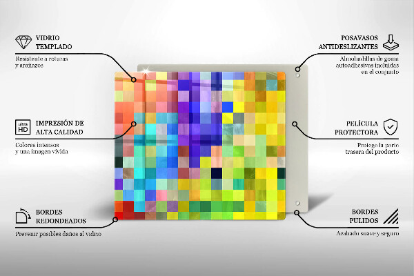 De vidrio templado Cuadrados de píxeles de colores