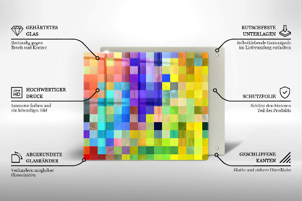 De vidrio templado Cuadrados de píxeles de colores