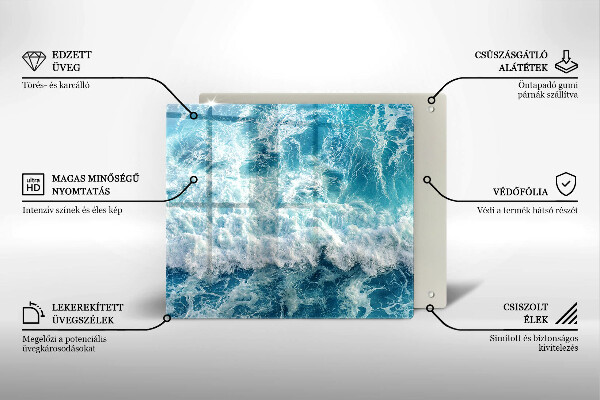 De vidrio templado Olas de agua de mar