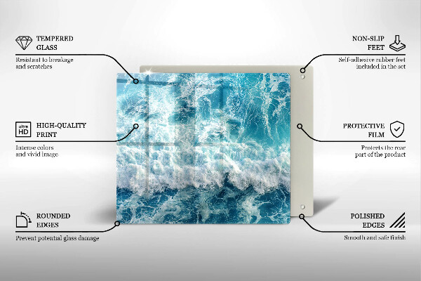 De vidrio templado Olas de agua de mar