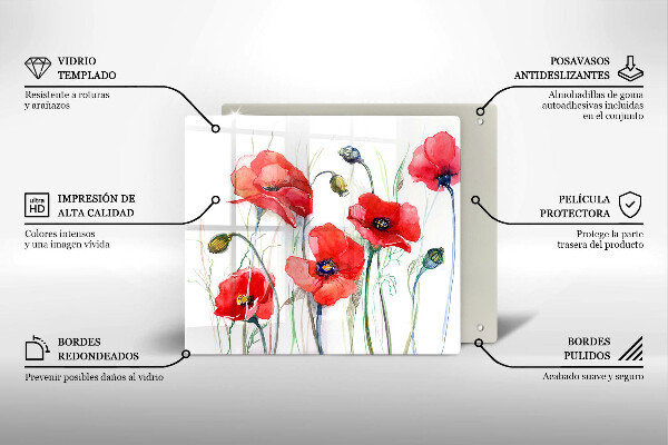 De vidrio templado Flores de amapolas rojas
