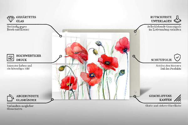 De vidrio templado Flores de amapolas rojas