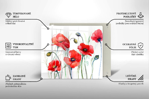 De vidrio templado Flores de amapolas rojas