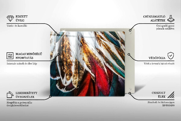 De vidrio templado Plumas de pájaro boho