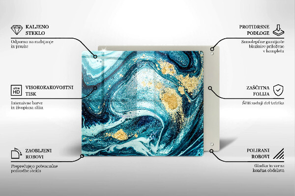 De vidrio templado Abstracción de oro azul