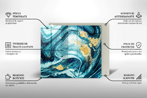 De vidrio templado Abstracción de oro azul