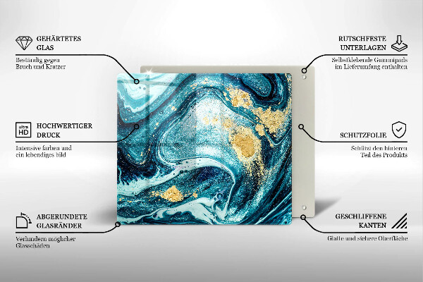 De vidrio templado Abstracción de oro azul