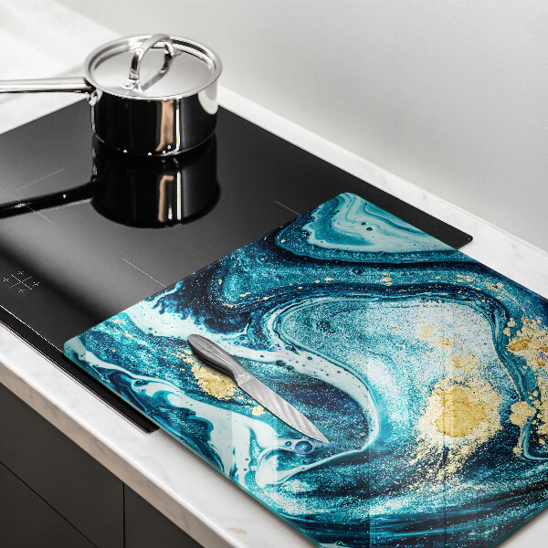 De vidrio templado Abstracción de oro azul