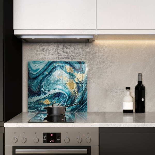 De vidrio templado Abstracción de oro azul