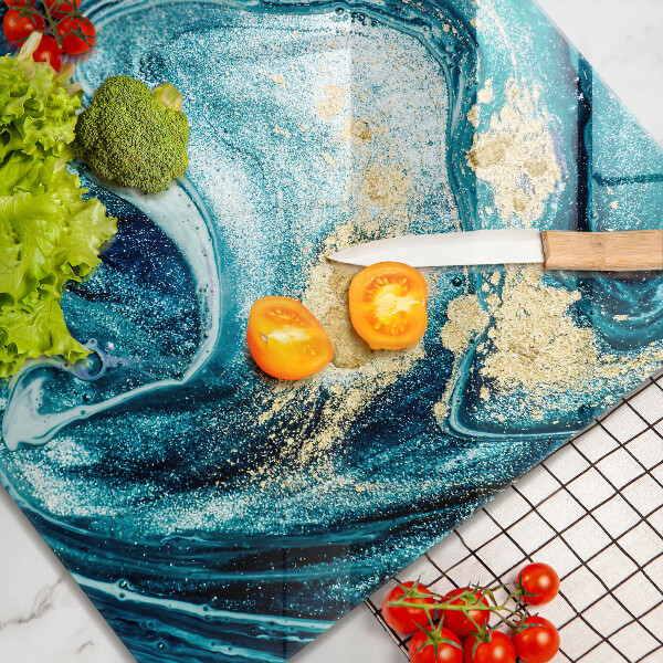 De vidrio templado Abstracción de oro azul