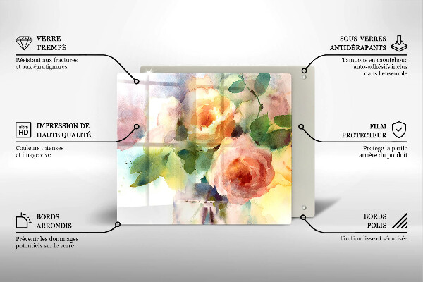 De vidrio templado Flores pintadas