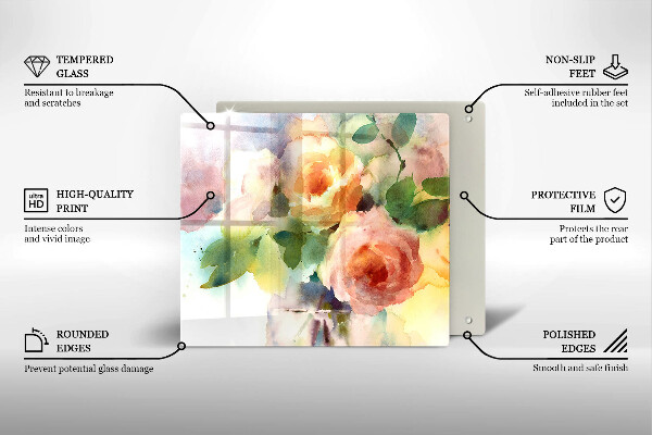 De vidrio templado Flores pintadas