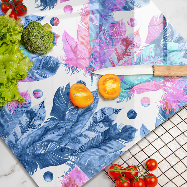 De vidrio templado Ilustración boho de plumas